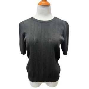 Marled Women's Black Short Sleeve Top Blouse SIZE Large